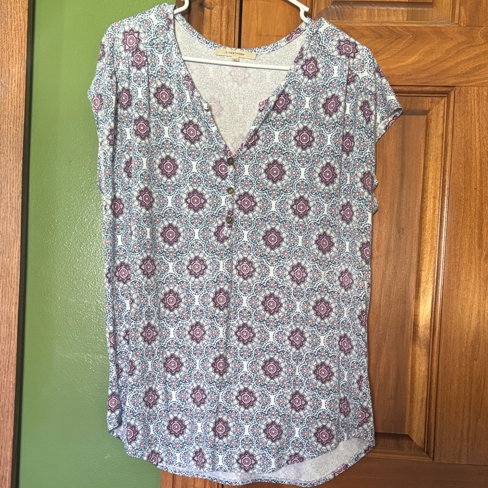 41 Hawthorn Purple and White Patterned Blouse